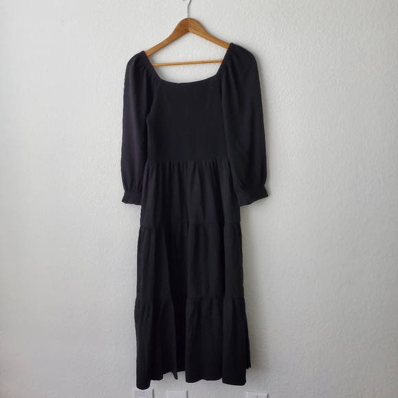 J crew factory tiered smoked midi dress size S black - Picture 7 of 15